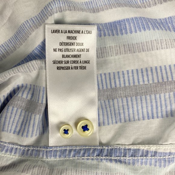 Robert Graham Shirt Mens L Blue White Stripe Contrast Trim Flip Cuff Button Up - Picture 14 of 14